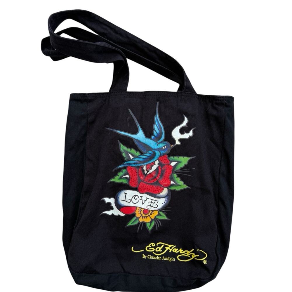 Y2K Ed Hardy Tote Bag, Love Swallow, Christian Audigier Excellent